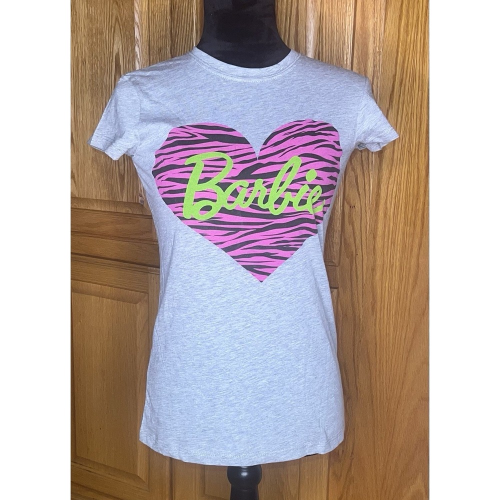 Barbie Mighty Fine Tee Shirt Gray Medium Juniors Slim